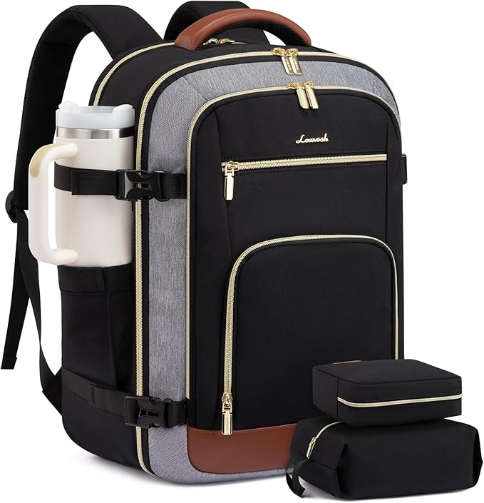 LOVEVOOK Travel Backpack For Women Flight Approved, 40L Carry on Backpack for Airplanes, Personal Item Travel Bag for Airplanes Fits 17 Inch Laptop, Business Weekender Overnight Daypack with 2 Cubes
