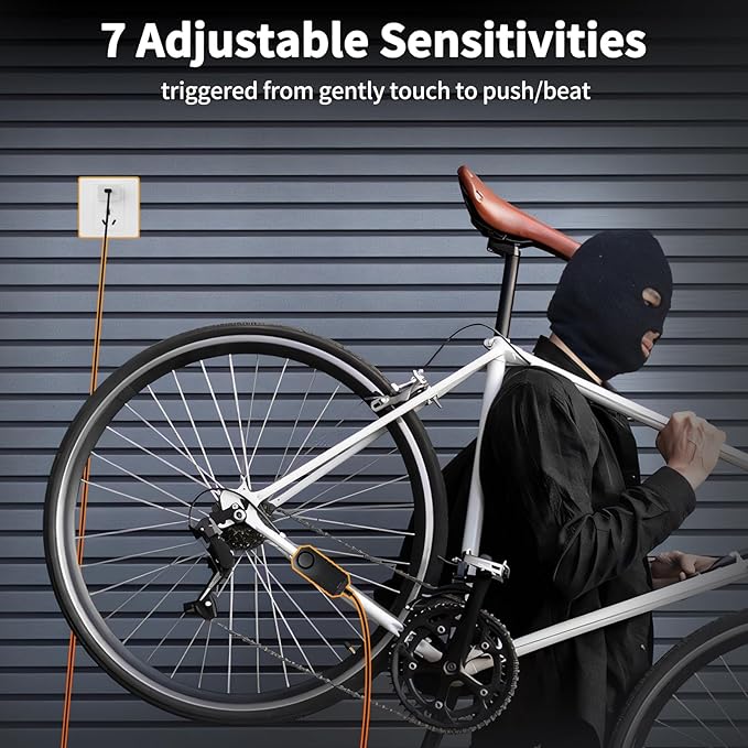 WSDCAM 113dB Wireless Bike Alarm with Remote, Rechargeable Bicycle Alarm System Anti Theft, IP65 Waterproof, 3 Volume Bike Alarms for E-Bikes, Motorcycles, Scooter, Outdoor Riding and Cycling Safety