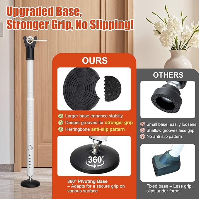 Door Security Bar for Home & Travel - 21-52" Adjustable Heavy Duty Anti-Burglar Door Stopper Stick,Anti-Slip Base for Front, Patio, Sliding Window,Hotel,Apartment - Women,Travelers Essentials