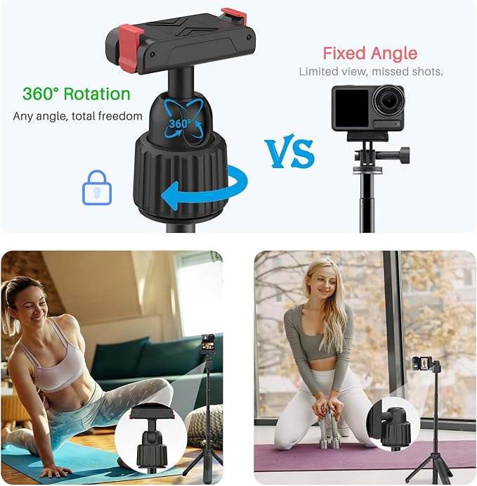 40cm/15.75'' Selfie Stick Tripod for DJI Osmo Action 6 & Nano Accessories, 360° Adjustable Extended Pole Tripod Stand w Magnetic Mount, Ultra-Lightweight Handle Grip Monopod for Vlogging