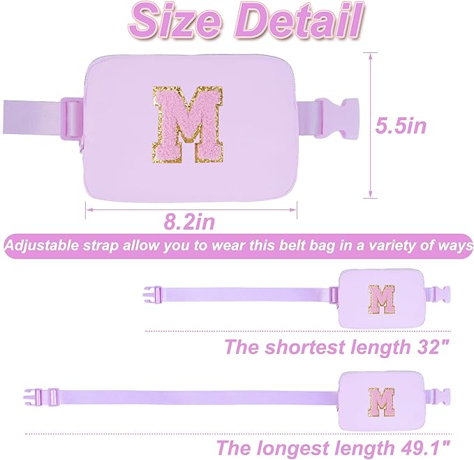 Uygafly Birthday Gifts for 6 7 8 9 10 11 12 13 Year Old Girls,Fanny Pack Belt Bag Crossbody Bags for Women Girls Kids,Fashion Waist Packs Cute Teen Trendy Stuff Travel Essentials | Lavender,M