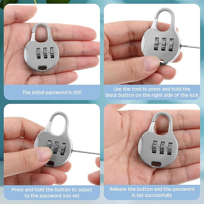 Moxweyeni 10 Pcs Digit Combinations Padlock Safe Cipher Lock Mini Combination Resettable Number for Suitcases Luggage Briefcases Computer Bags(Cute Style,White)