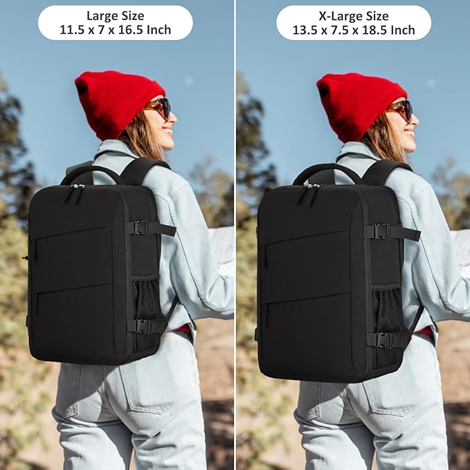 Tenot Travel Backpack for Women Men Carry on Flight Approved Lightweight 15.6 Inch Laptop Backpack Duffle College Business Work Weekender Hiking Travel Essentials Suitcase Backpack Black