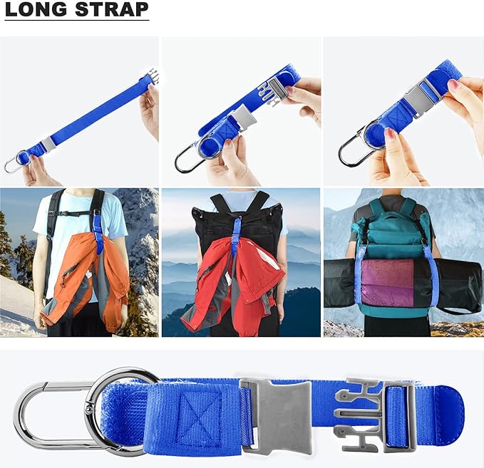 ZINZ Elastic Jacket Gripper Travel Strap with D-Ring Hooks and Buckle, Suitcase Straps Belts Travel Accessories, Makes Your Hands Free