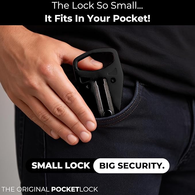 Portable Door Lock + Door Stop Alarm Set – Travel Safety Kit for Hotel Rooms, Home, Dorms & Apartments – (Black, Lock + Alarm)
