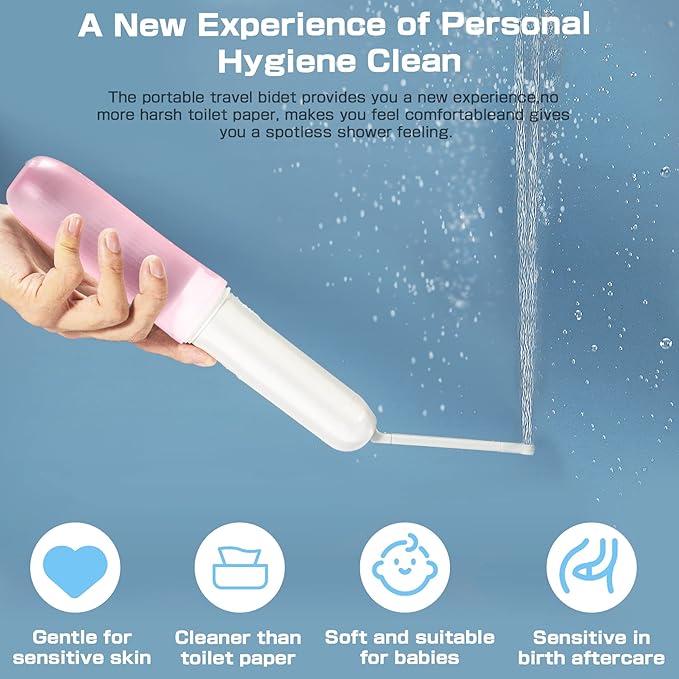 Portable Electric Bidet for Travel - Toilet Sprayer for Personal Hygiene Cleaning, Soothing Postpartum Care & Hemorrhoid Relief