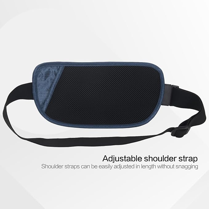 Slim Money Belt for Travel - Anti-Theft Hidden Passport Holder Waist Wallet with Secure Pouch for Cash, Credit Cards & Phone Safe (Small Navy Blue)