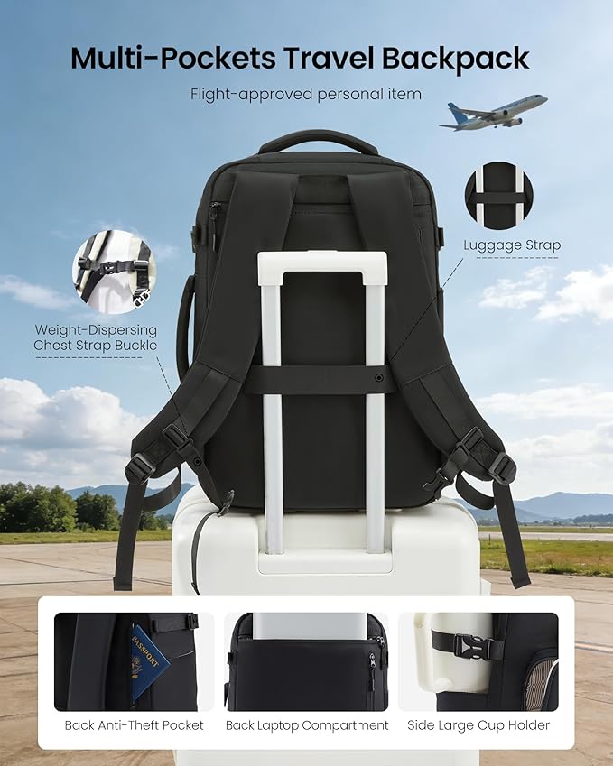 LOVEVOOK 50L Carry on Backpack, Large 17 Inch Travel Backpack for Women Men, Personal Item Bag Airline Approved with 3 Packing Cubes, Hiking Backpack Waterproof Weekender Essentials Casual Daypack