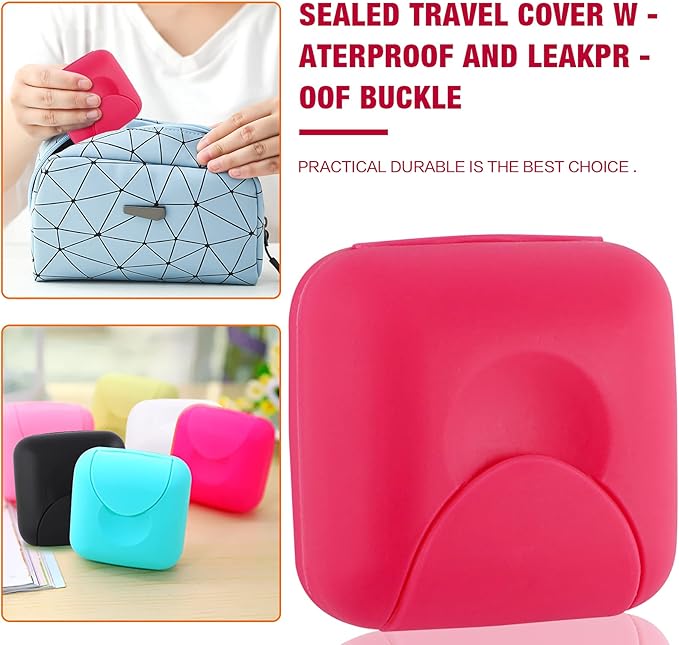 2 Pcs Small Size Plastic Soap Case Holder Container Box Home Outdoor Hiking Camping Travel,2.75 * 2.75 * 1.65 inch Rose