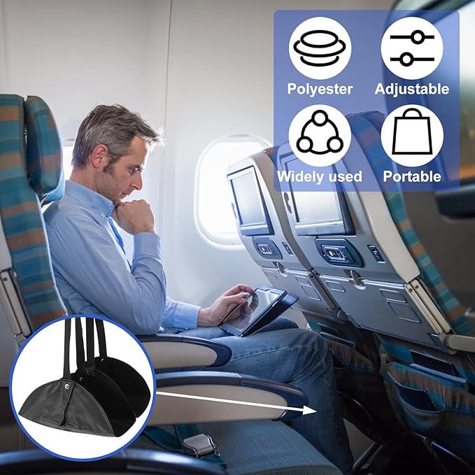 4 Pack Foot Hammock with Storage Bag Adjustable Airplane Foot Rest Portable Airplane Foot Hammock Lightweight Leg Hammock for Long Travel (Black)