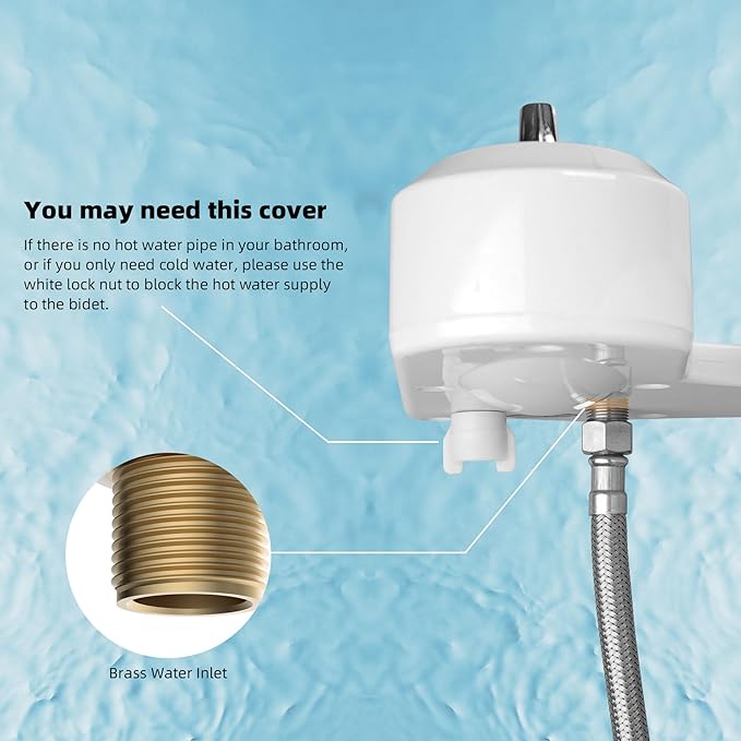 Hibbent Bidet Attachment for Toilet, Self Cleaning Dual Nozzle, Hot & Cold Water Spray Non-Electric Mechanical Bidet Toilet Seat for Rear or Female Washing Sanitizing, Adjustable Water Pressure, White
