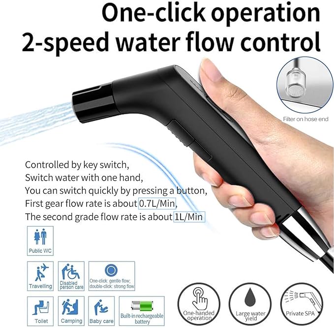 Portable Electric Bidet, Portable B-idet for Travel Rechargeable with 2.3L Water Tank, Mini Handheld High Pressure B-idet Sprayer P-ortable for Bathroom, RV Car Camping