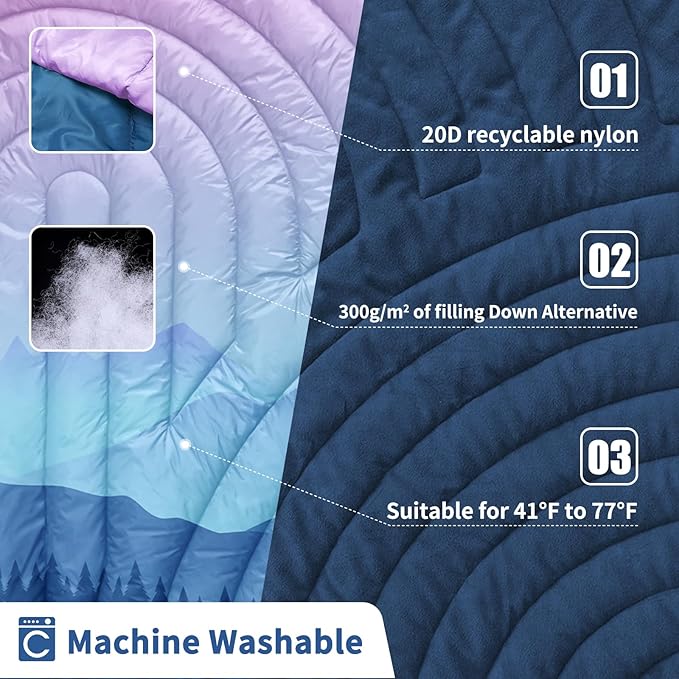 Camping Blanket,Lightweight Down Alternative Puffy Blanket Packable Outdoor Blanket for Camping,Traveling, Stadium, Hiking, Picnics
