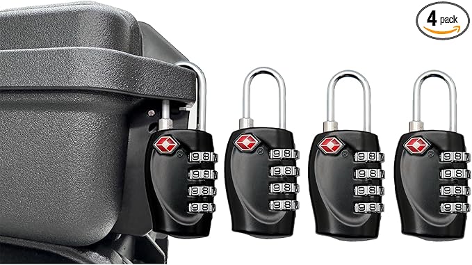 4 Pack TSA Approved Gun Case Locks for Pistol Case, 4 Digits Travel Locks Small Tool Box Combo Lock Combination Padlocks for Gun Cases/Luggage/Firearm Air Travel Cases, Small Dial Zipper Pad Lock