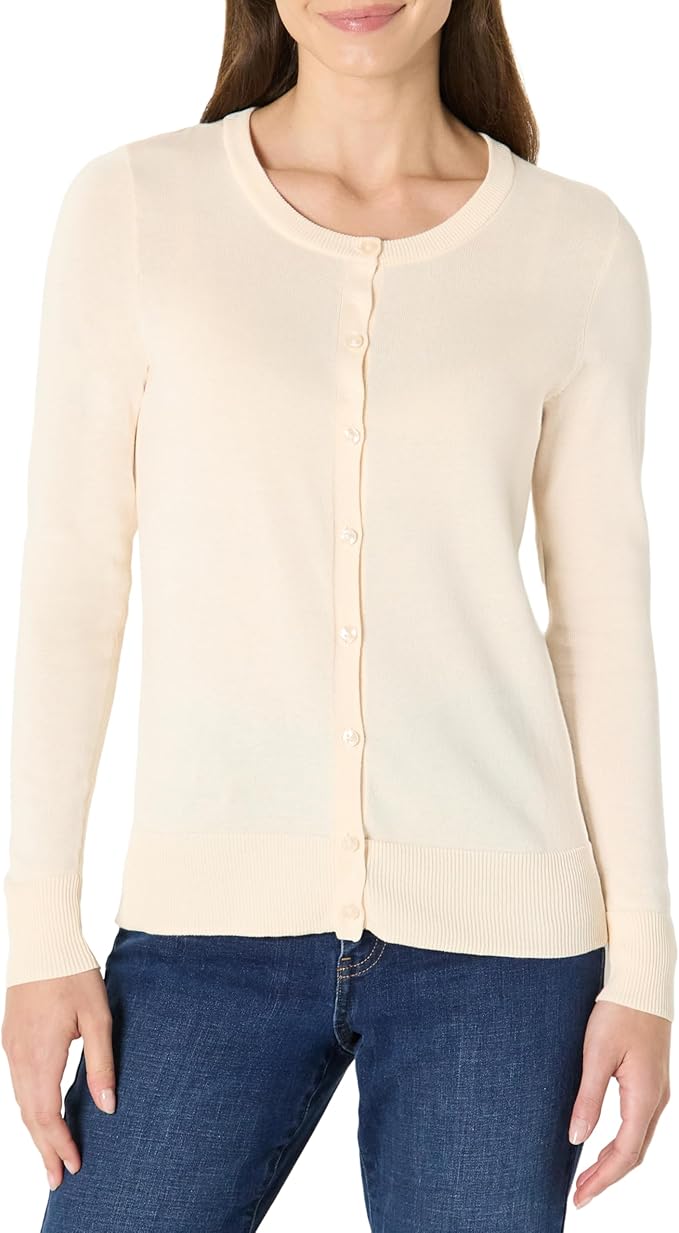 Amazon Essentials Women's Lightweight Crewneck Cardigan Sweater (Available in Plus Size)