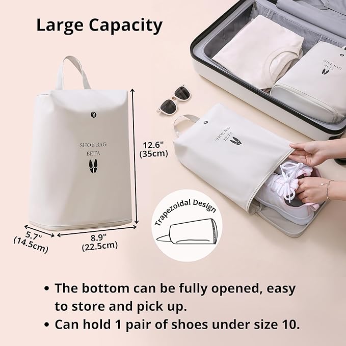 tianzong Shoe Bags for Travel, Waterproof Shoe Storage Organizer with Zipper for Men and Women (1 Pack, Grey)