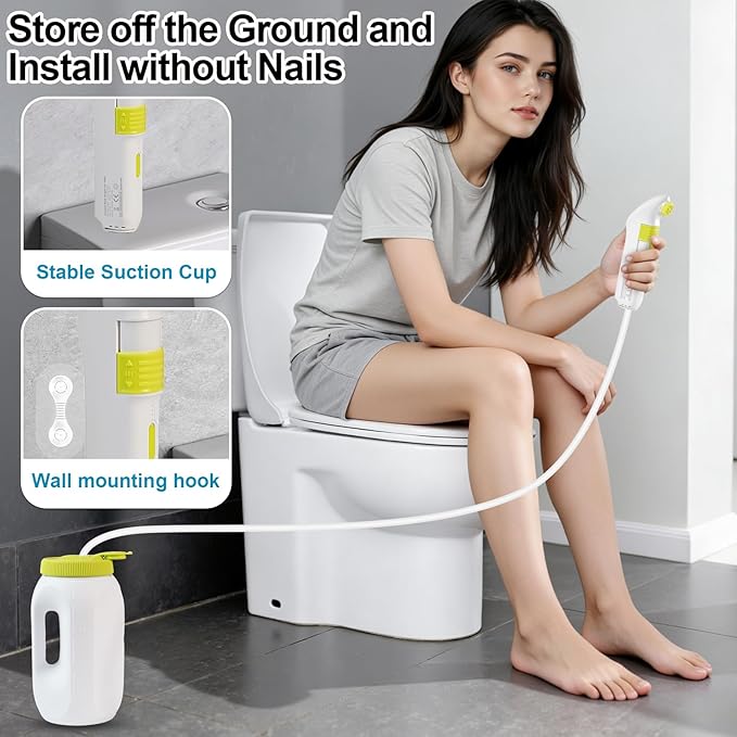 Portable Bidet for Travel – Electric High Pressure Rechargeable Bidet for Women & Men, 2.5L Bottle, 1600mAh Battery, 1300ML/min Strong Flow, Waterproof Personal Hygiene Sprayer for Travel & Home