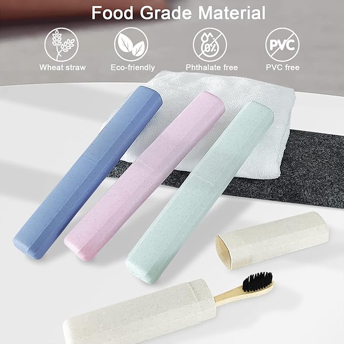 Mulbozy 4 Packs Portable Travel Toothbrush Case, Breathable Plastic Toothbrush Holder for Home, Travel, Business, Camping, School