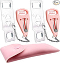 AceMining Portable Security Door Locker Travel Lockdown Locks for Additional Safety and Privacy Perfect for Traveling Hotel Home Apartment College-Pink(2 Pack)