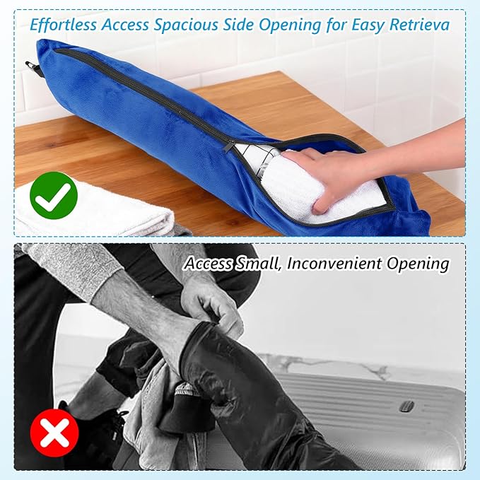 Stuffable Travel Neck Pillow Velvet Stuffable Pillow for Traveling Neck Pillows for Extra Luggage with Adjustable Necks Size Portable Travel Essentials Multifunctional Sleeping Rest Cush(Blue)