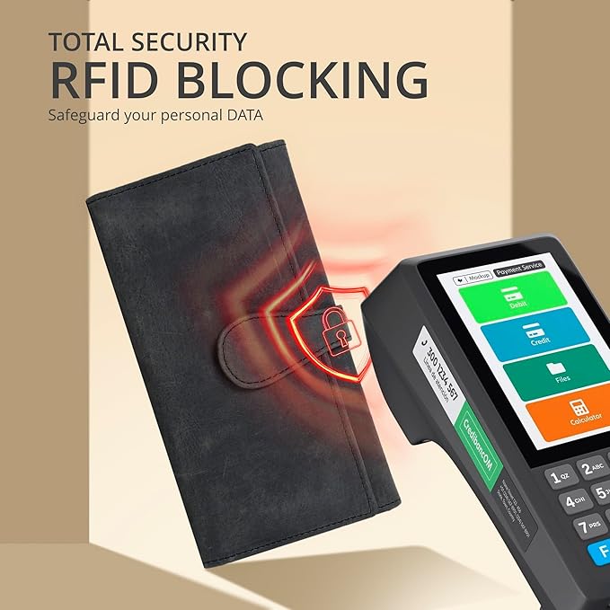 Real Leather Women Wallet Leather with RFID Blocking -Trifold Card Holder Designer Ladies Clutch with ID Window Wallets