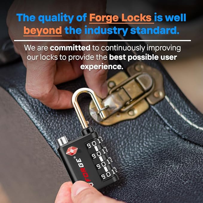 Forge Dual-Opening: Key or Combination Lock, TSA Approved Luggage Lock for Luggage, Pelican case, Travel, Gym, School and More.