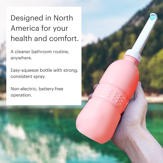 Brondell GoSpa Travel Bidet GS-70 – Portable Peri Bottle for Postpartum & Perineal Care, 400ml Handheld Bidet with Angled Nozzle, Nozzle Storage & Travel Bag