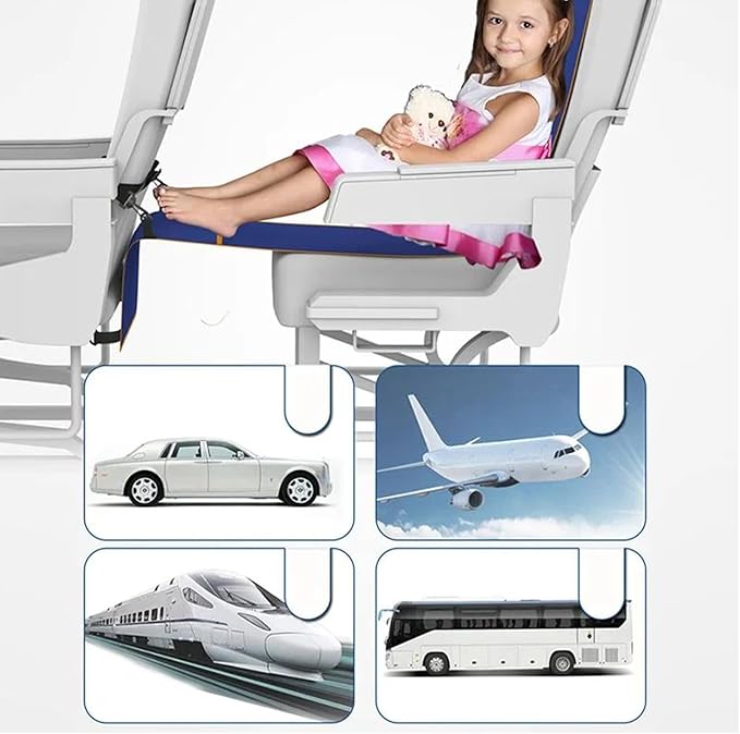 Foot Hammock - Portable Adjustable Travel Footrest, Airplane Seat Support, Soft Anti-Skid | Perfect for Men, Women, Teens, Kids, Seniors, Sleeping, Resting, Travel, Weekend Trips, Home, Office