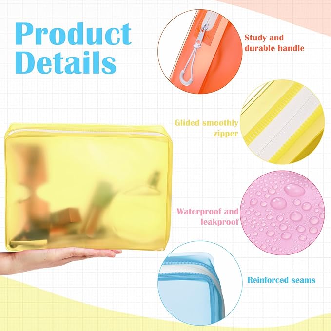 4 Pack TSA Approved Travel Toiletry Bags Frosted Translucent Leak-proof Cosmetic Makeup Bags for Women Men Travel Organizer Airport Security(Pastel,8.5 x 6.3 x 2.9 Inch)