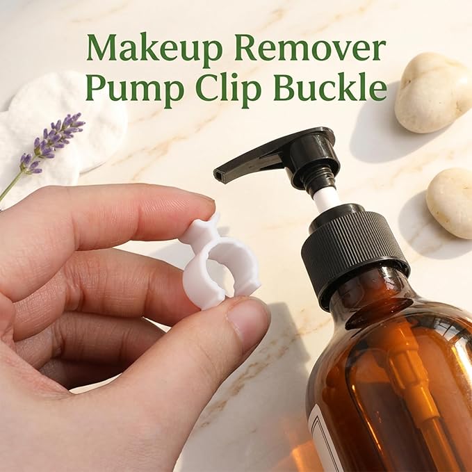 10 PCS Leakproof Cosmetic Dispenser Pump Lock Clip, Plastic Bottle Pumps Lock Clips Shampoo Pump Bottle Leakproof Clip for Cleansing Oil Shampoo Lotion Bottles, Travel Friendly Makeup (White)