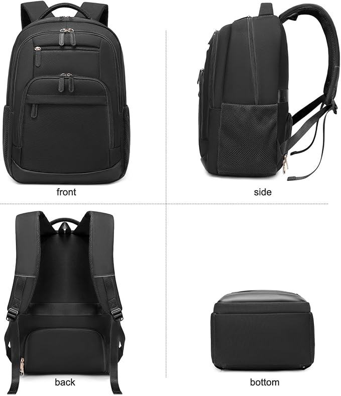 BOVIP Travel Backpack For Men Women,40L Carry On Backpack Flight Approved,TSA Personal Item Travel Bag Fits 17 Inch Laptop,Business Weekender Overnight Daypack Black