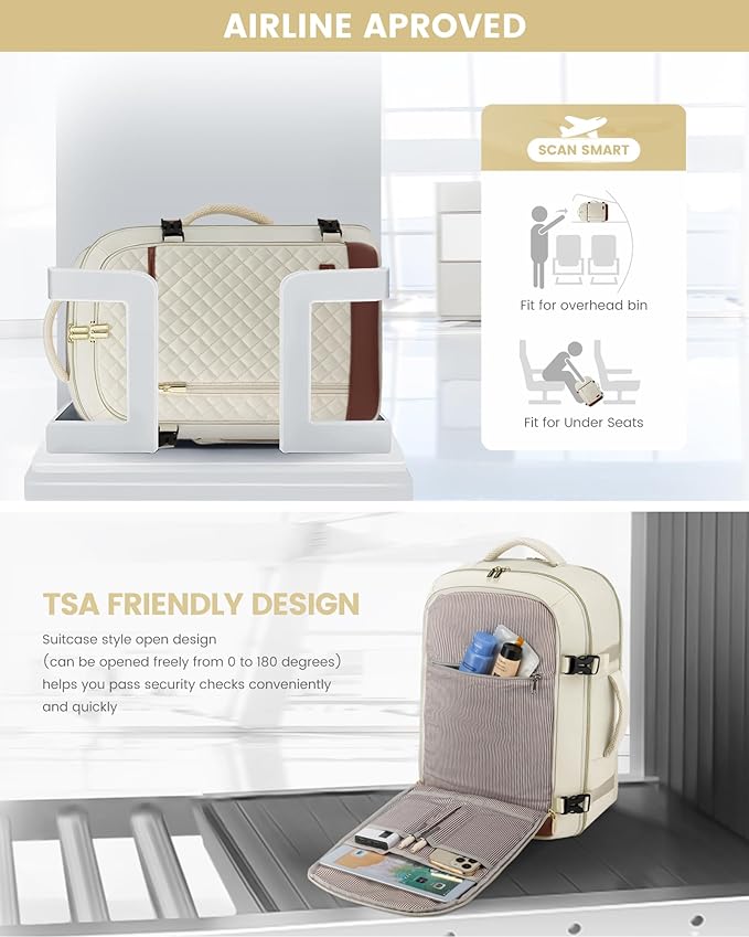 LOVEVOOK Travel Backpack for Women, Carry on Backpack for Airplanes,TSA Personal Item Travel Bag fits 15.6" Laptop,Travel Essentials Carry On Bag Flight Approved with 3 Packing Cubes