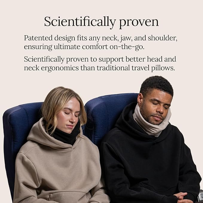 trtl Travel Pillow 2.0 – Scientifically Proven Super Soft Travel Pillow with Premium Head & Neck Support – for Airplane Travel – Machine Washable – Lightweight & Compact – Jet Black – Small