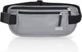 RFID Blocking Money Belt for Men Women, Slim Fanny Pack For Travel，Running,Conceal Waist Wallet For Passport Holder,Phone,Cash(Black Light Grey)