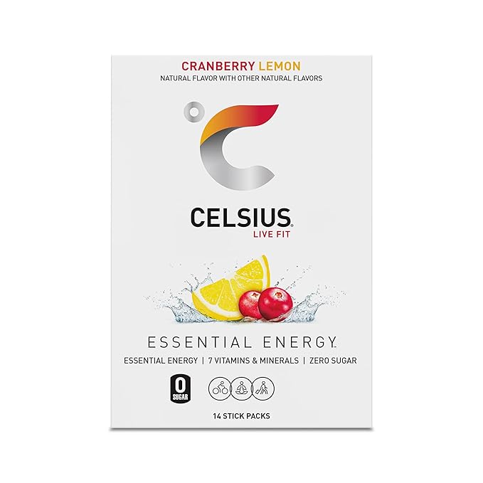 CELSIUS On The Go Cranberry Lemon, Sugar Free Energy Drink Mix (14 Sticks per Pack)