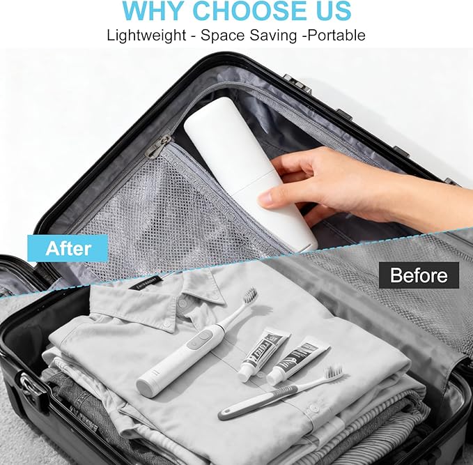 Travel Toothbrush and Toothpaste Case,Portable Tooth Brush Holder,Large White Toothbrush Container with Mouthwash Cup,2 in 1 Toothbrush Organizer for Traveling,Camping,School,Home
