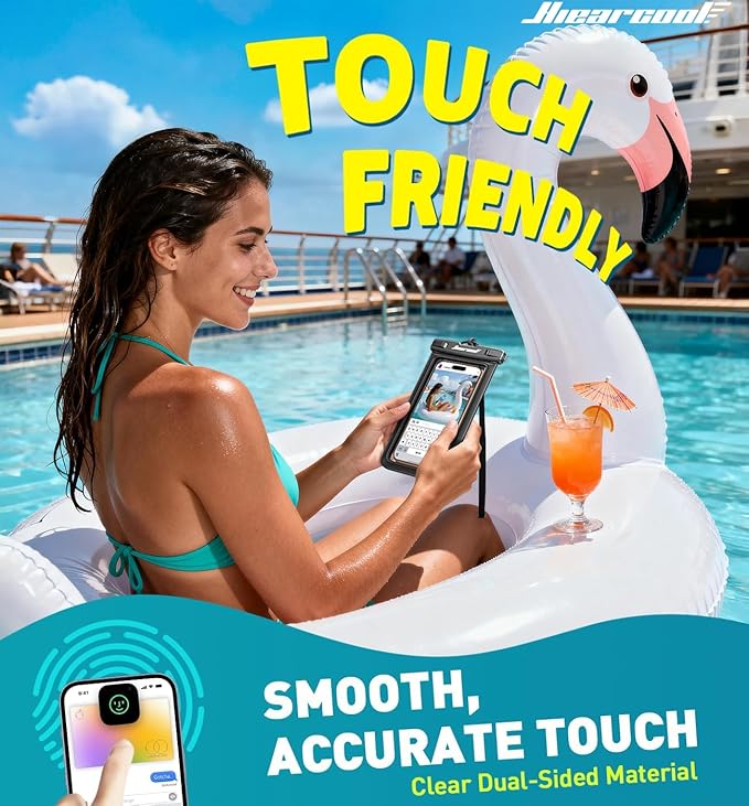 Hiearcool Waterproof Phone Pouch, Universal Case Compatible for iPhone 17 16 15 14 13 Pro Max Plus Up to 8.9", IPX8 Beach Travel Essentials-Black-2 Pack