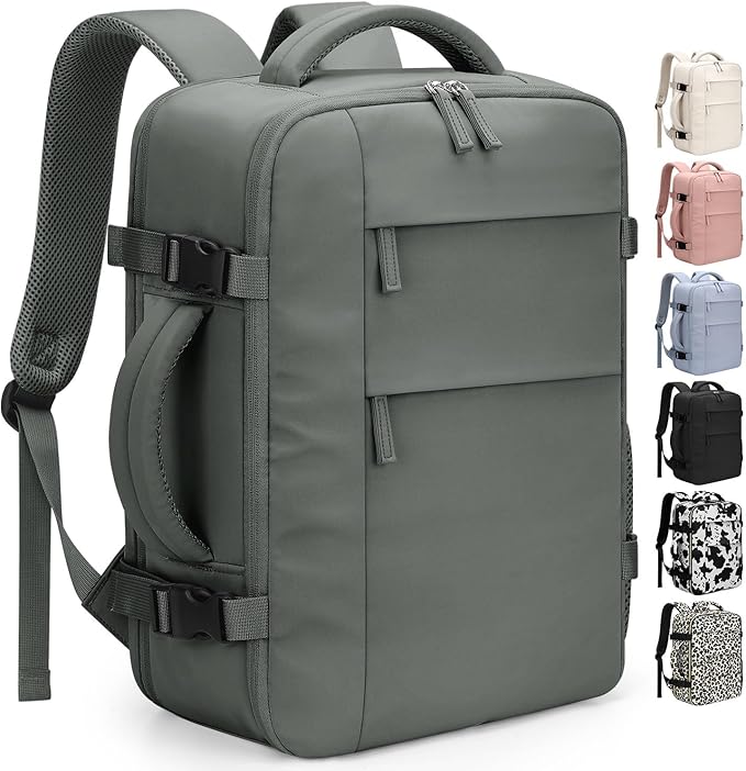 Pritent Travel Backpack for Women Man, Waterproof Laptop Backpack Travel Bag Airline Approved Carry on Weekender Overnight Bag Bookbag for Business,Travel, Work Fits 17.3 inch Laptop(Large,Green)