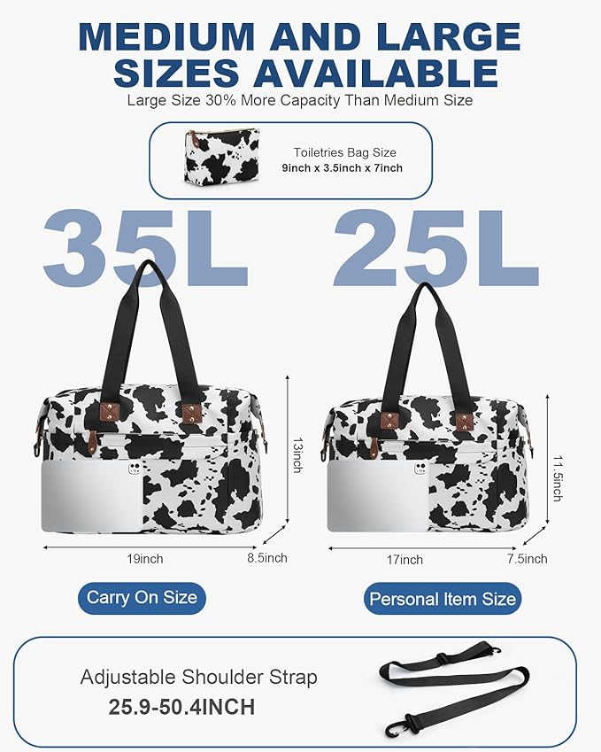 Pritent Travel Duffle Bag, Waterproof Weekender Overnight Hospital Bags for Women Men with Toiletry Bag Lightweight Carry on Personal Item Duffle Gym Bag for Travel, Airplanes, Sports