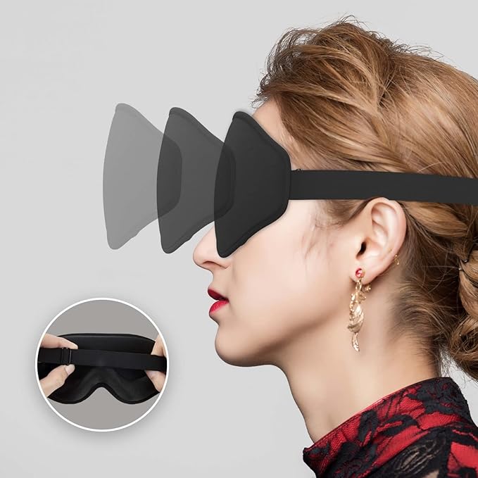 Sleep Eye Mask for Men Women, 3D Contoured Sleeping Mask, Soft Comfort Blindfold & Eye Cover for Flight Travel Yoga Nap