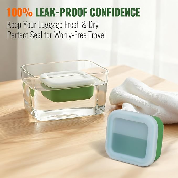 AIMAIAIMAI Shampoo Bar Travel Case Compatible with Kitsch, Leakproof Silicone Small Travel Soap Case with Draining Pad, Portable Soap Container for Gym & Camping, 1 Pack (Mint Green)
