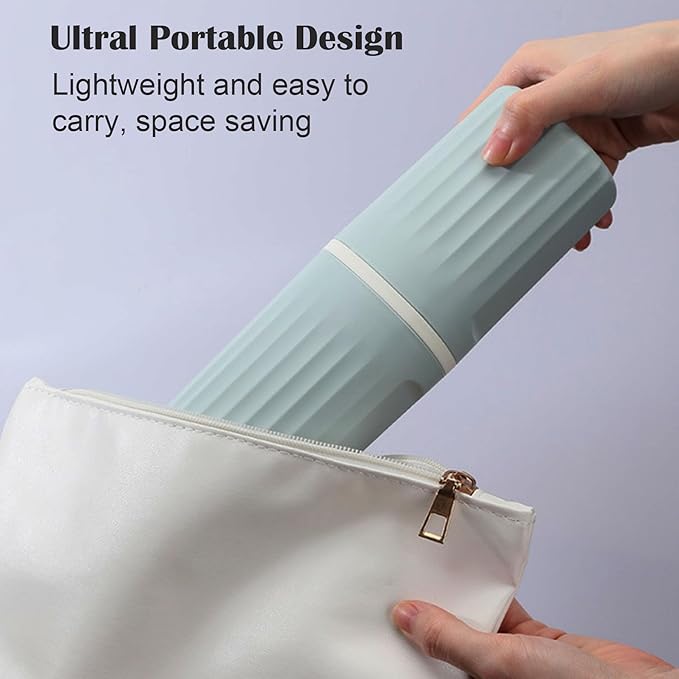 Toothbrush Travel Case, 2 in 1 Portable Travel Toothbrush Case with Mouthwash Cup, Large Capacity Toothpaste & Toothbrush Holder Container for Travel Camping Business Trip School Dorm Bathroom