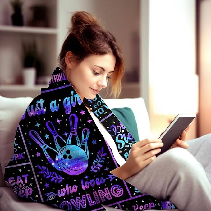 Bowling Gifts for Women Lovers, Soft Cozy Flannel Sports Throw Blanket, Unique Gift Ideas for Bowling Instructor Coach 50"x40"