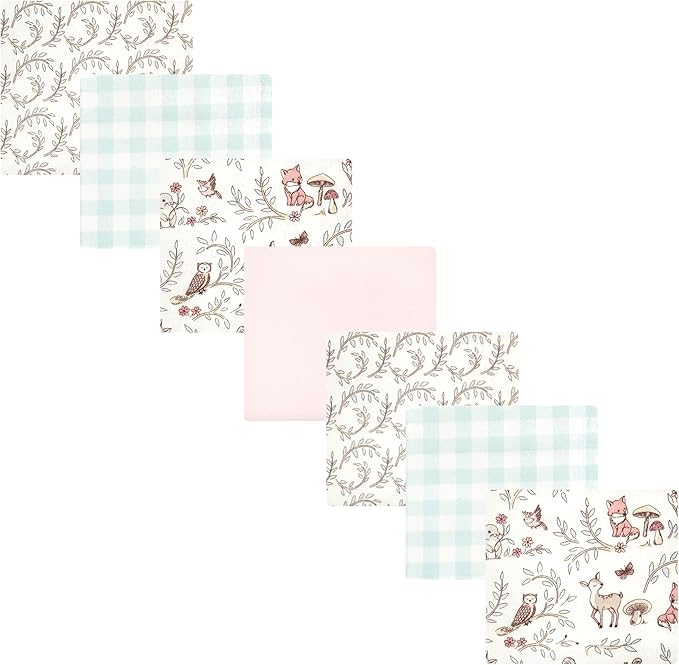 Hudson Baby Unisex Baby Cotton Flannel Receiving Blankets Bundle, Girl Woodland Pals, One Size