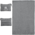 Travel Blanket and Pillow-2-in-1, Ultra-Soft&Compact,Airplane Blanket with Hand Luggage Belt and Backpack Clip,Travelers Accessories Gifts, 61x43 Inches（Gray）