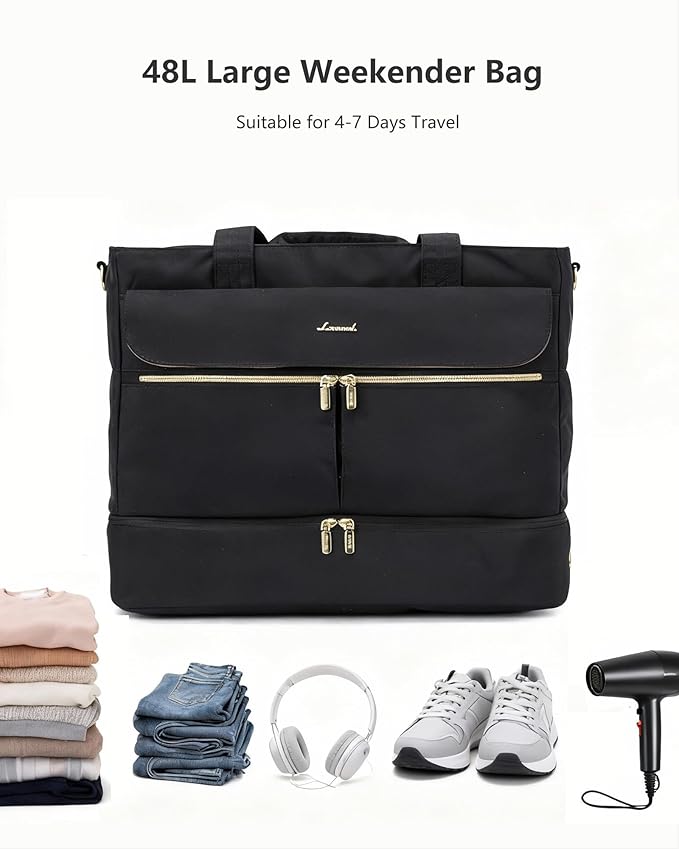 LOVEVOOK Travel Duffle Bag for Women, Wide Open Large Weekender Bags with Shoe Compartment, Carry on Overnight Bags, Hospital Bag for Women Labor Delivery with Wet Pocket