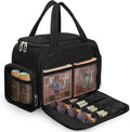 Travel Makeup Bag, Lightweight Wide-open Toiletry Bag for Women, Portable Cosmetic Bag Organizer with Handle for Accessories, Brushes Set, Travel-Sized Container for Trip, Camping - Black
