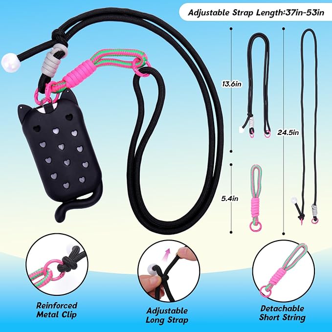 Juome Hand Sanitizer Spray Case for Touchland with Adjustable Keychain Lanyard & Charms, Cat Silicone Protective Holder for Touch Land Mist Case 1FL. OZ, Travel Cover Sleeve Accessory - Black