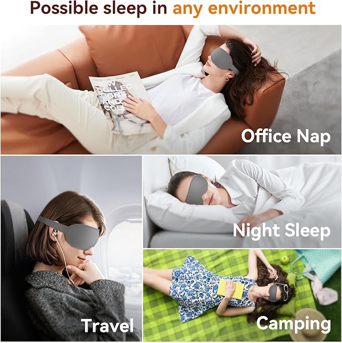 Sleep Mask, EVA BELLE Sleep Masks for Men Women, Zero Eye Pressure 3D Sleeping Mask, 100% Light Blocking Eye Covers with Adjustable Strap for Sleeping Travel Home Nap Rest Memory Foam
