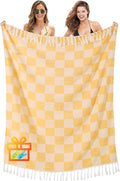 Antfuny Giant Beach Towel Blanket Autumn Outing Stuff for Women & Men Road Trip Camping Gear Ship Cruise Gear Must Haves Yard Mat Large L Yellow Plain Pattern Airplane Accessories Travel Gadgets